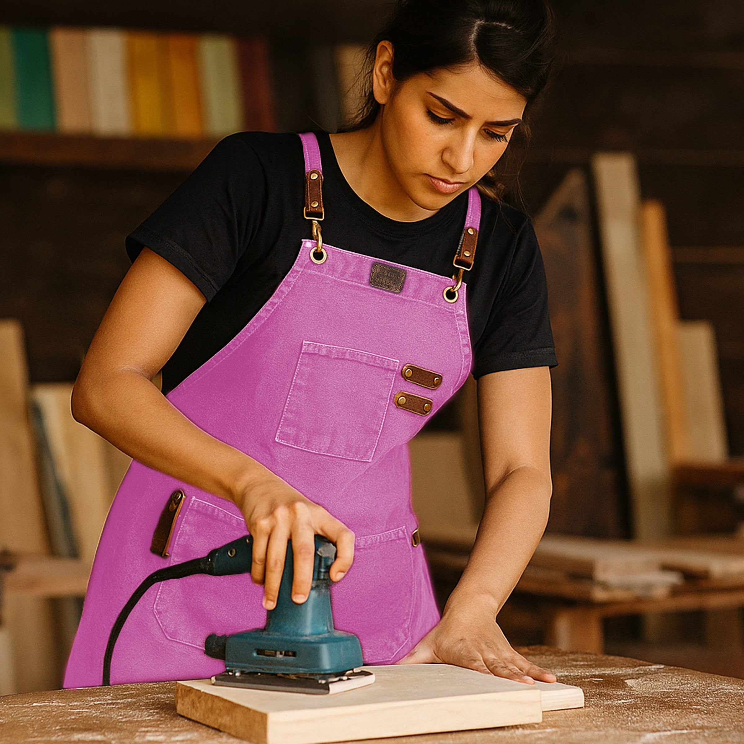 Chef Aprons for Men Women with Large Pockets, Cotton Canvas Cross Back Adjustable Work Apron, Size M to XXL