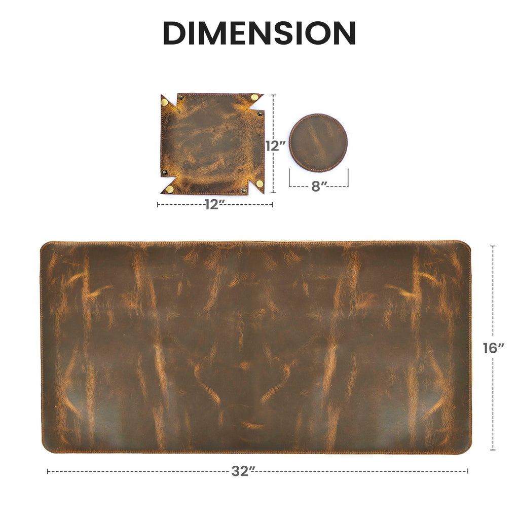 Real Leather Desk Mat for Desktop & Laptop - Brown Leather Village