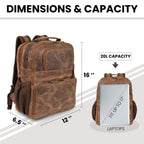 Vintage brown genuine leather messenger bag for men and women