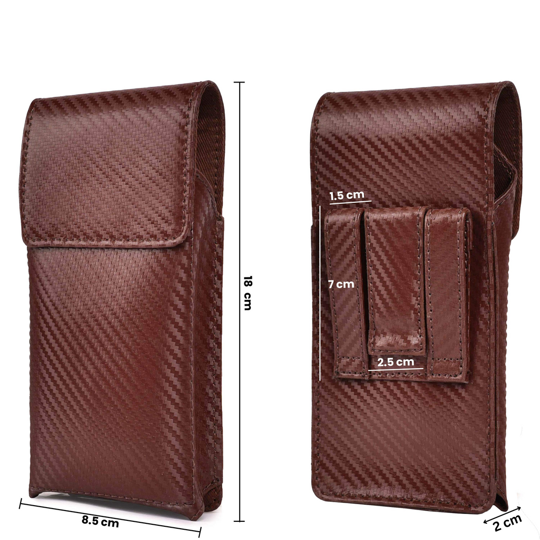 LEATHER VILLAGE Carbon Fiber Genuine Leather Phone Holster with Belt Clip - Available in Black, Brown, Tan