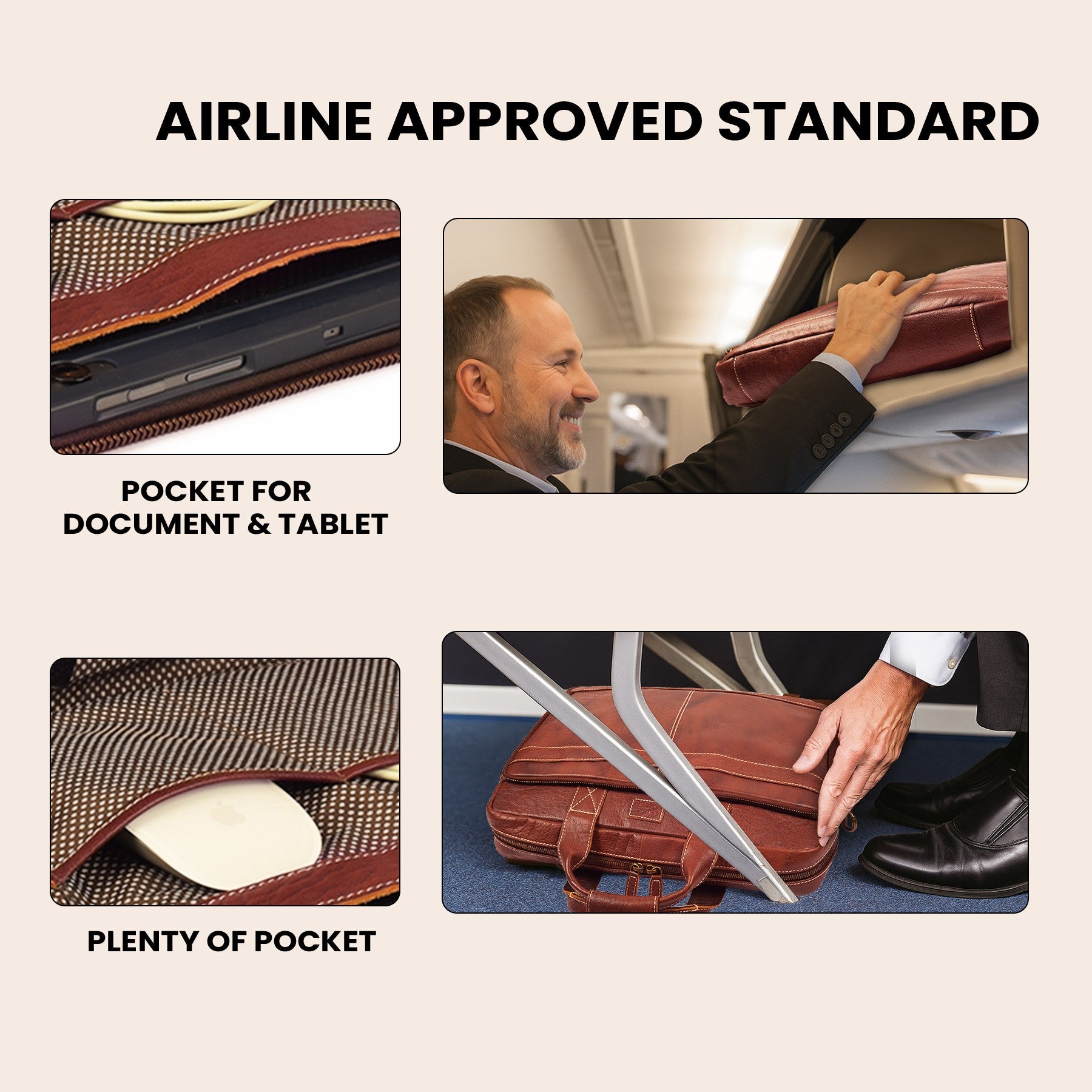 Leather Laptop Messenger Briefcase Bag - RED