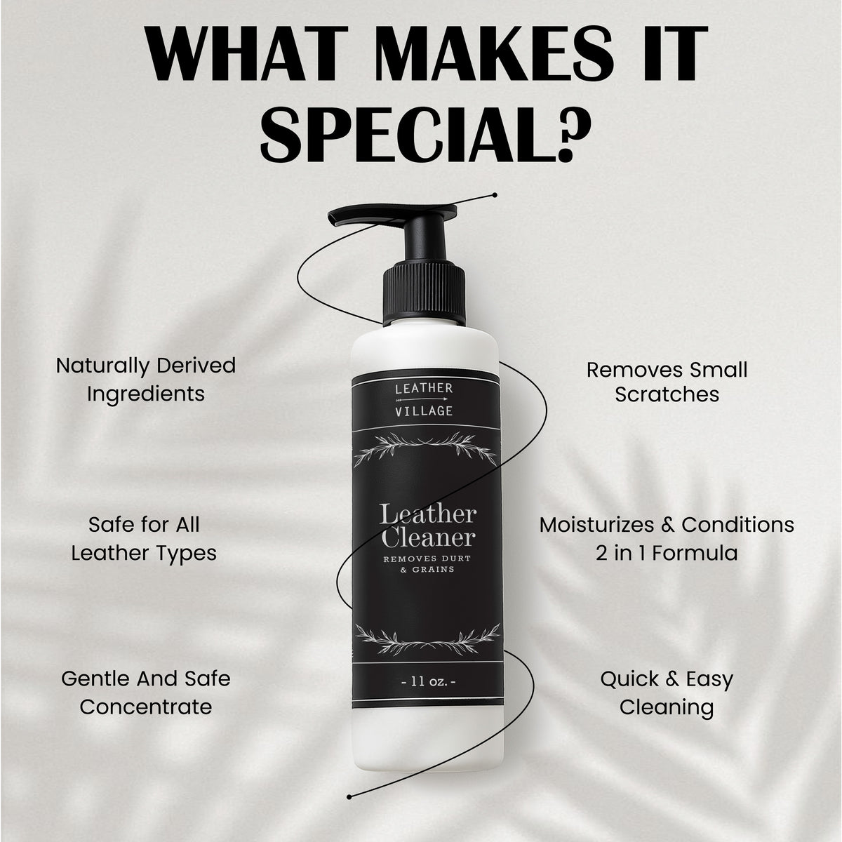 Leather Cleaner and Conditioner 11 oz – Stain Remover for Car Interiors, Leather Furniture, Couch, Chair, Jackets, Shoes, Purse, Bag with a Non-Toxic, Restoring Formula