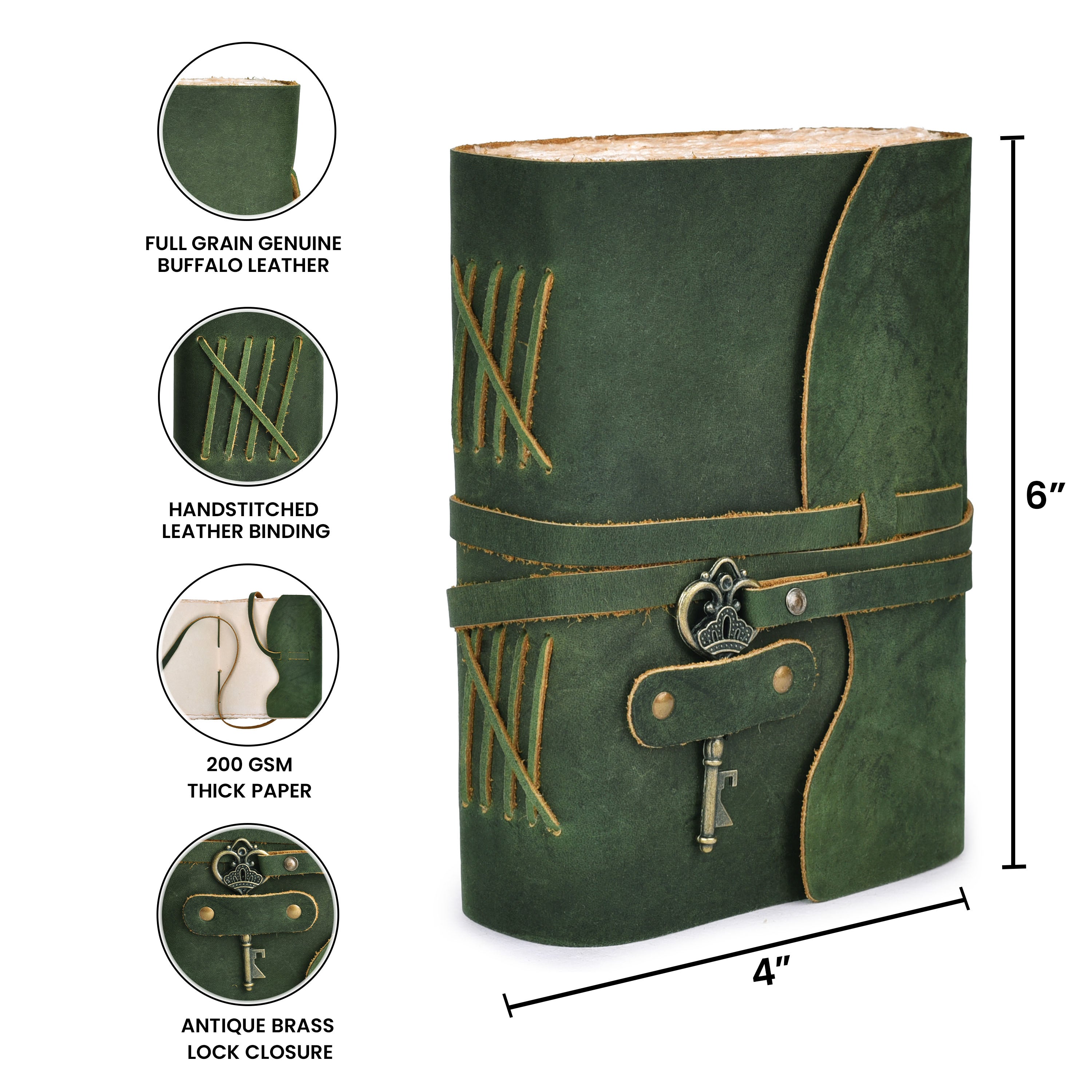 HANDCRAFTED VINTAGE LEATHER JOURNAL WITH ANTIQUE KEY - BOOK OF SHADOWS JOURNAL FOR MEN & WOMEN