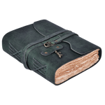 Leather Bound Journal with Antique Key- Turquoise