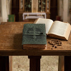 Luxury embossed green leather Bible for prayer and devotion
