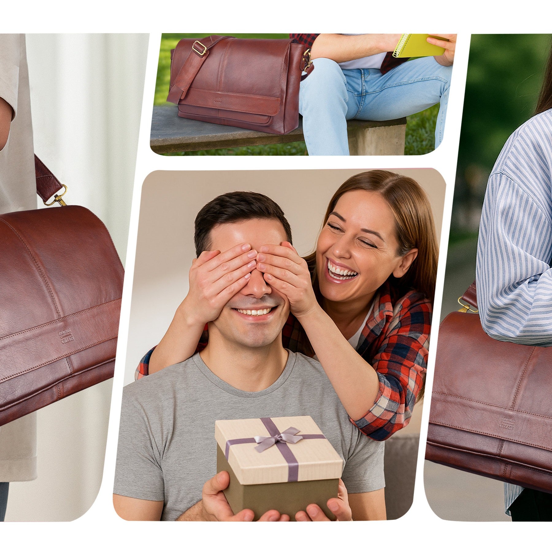 Handmade Vintage Leather Messenger Bag - Red