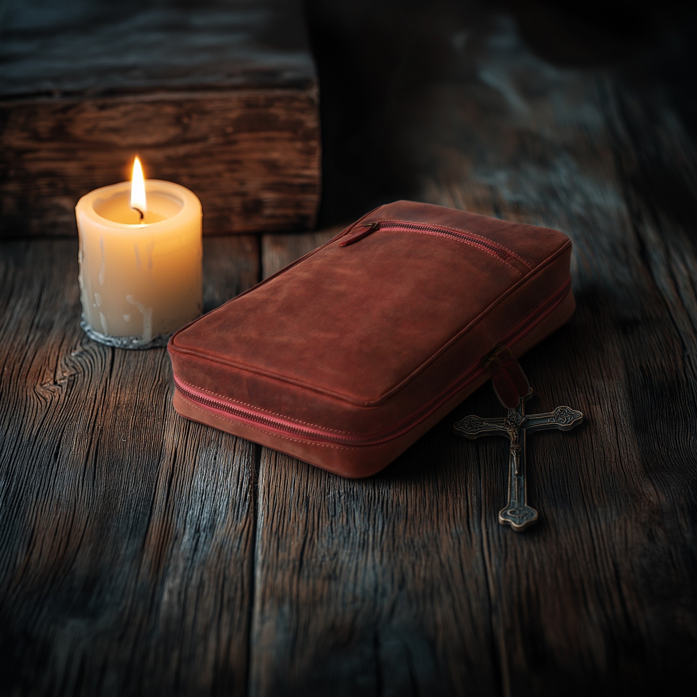 Luxury red leather Bible organizer for everyday use