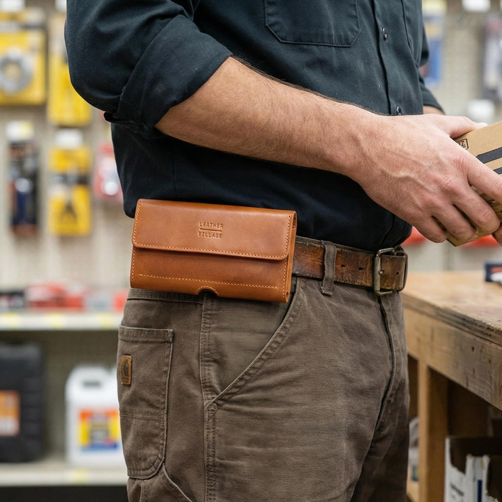 Leather Phone Belt Pouch - Tan Leather Village
