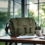 Canvas Messenger Shoulder Bag - Green