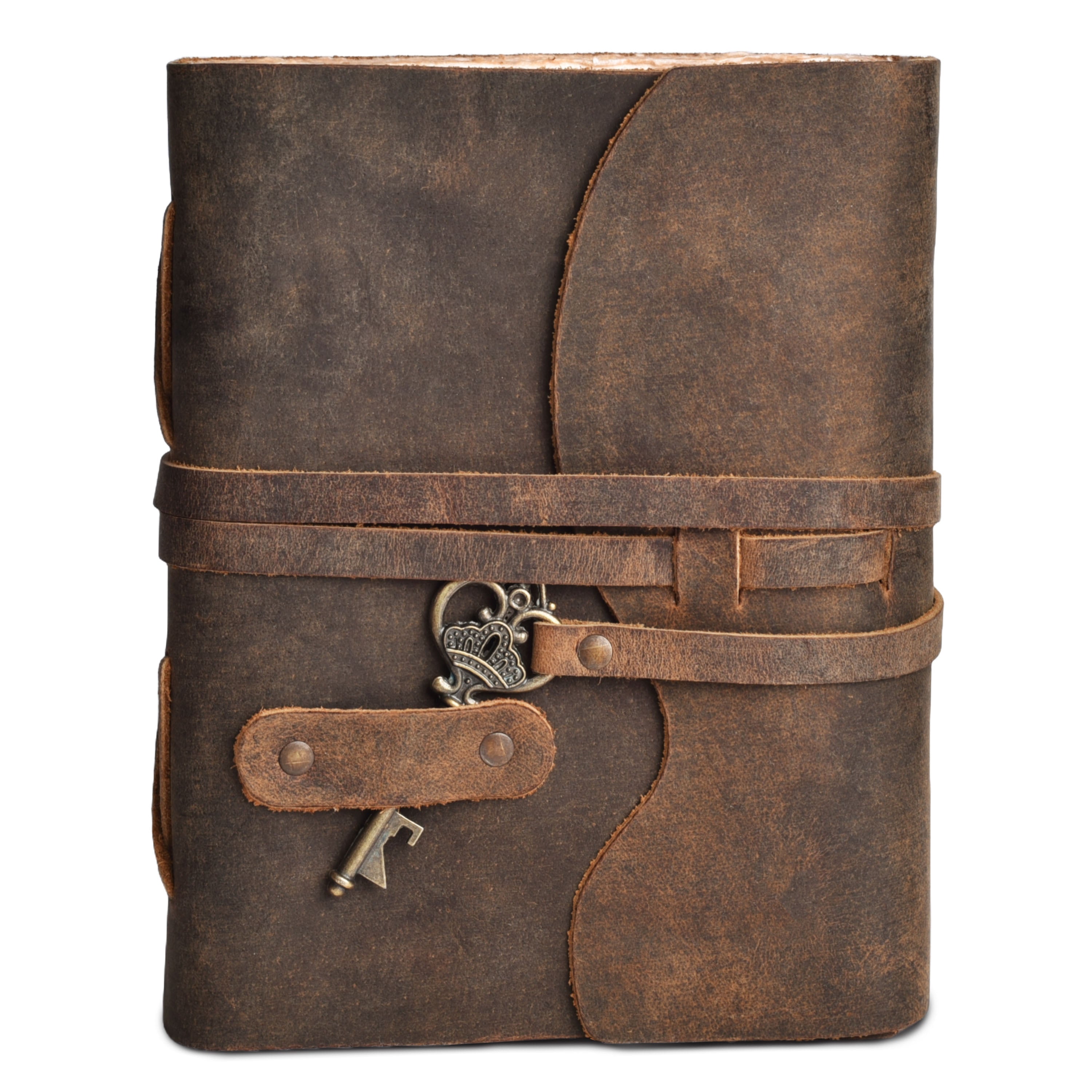 HANDCRAFTED VINTAGE LEATHER JOURNAL WITH ANTIQUE KEY - BOOK OF SHADOWS JOURNAL FOR MEN & WOMEN