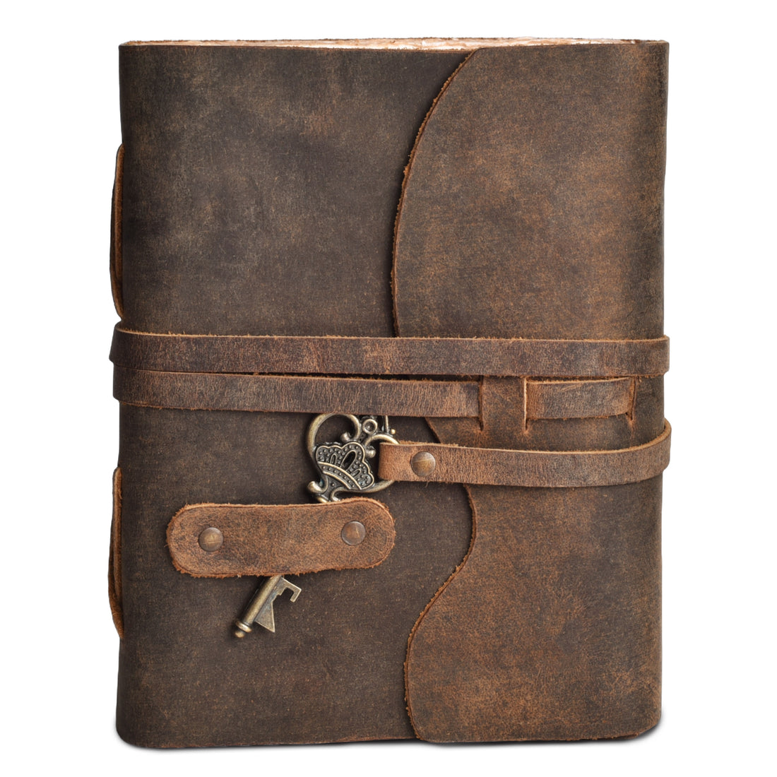 HANDCRAFTED VINTAGE LEATHER JOURNAL WITH ANTIQUE KEY - BOOK OF SHADOWS JOURNAL FOR MEN & WOMEN