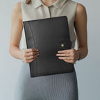 Leather Village carbon black professional meeting padfolio