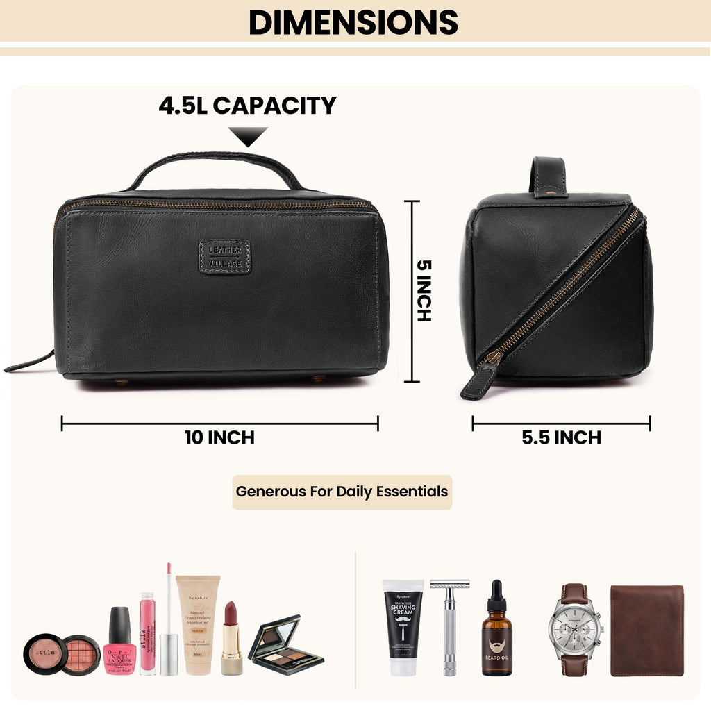 Leather Travel Cosmetic Bag for Women