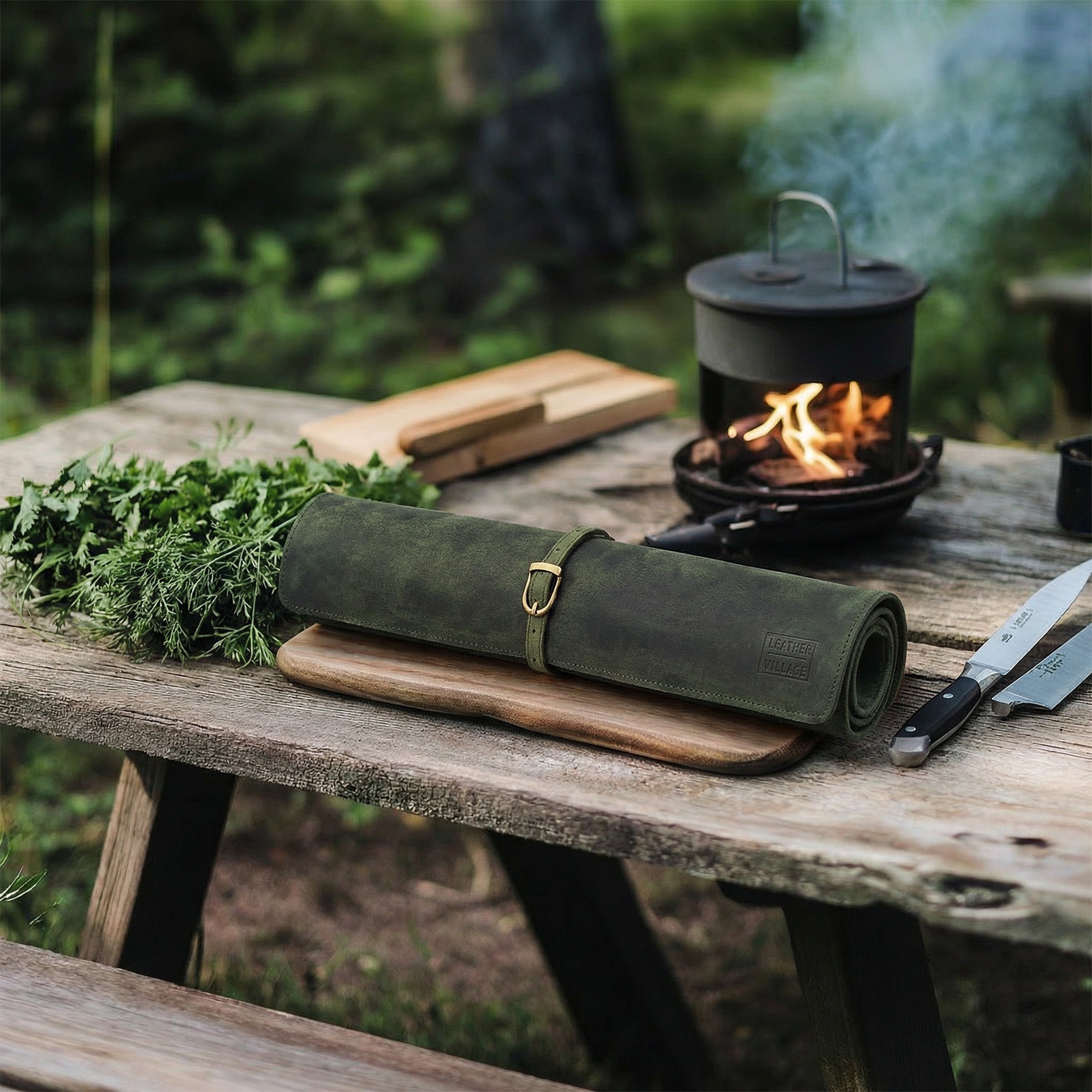 Leather Village premium leather knife roll holder for chefs