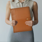 Leather Village carbon black executive document organizer pad