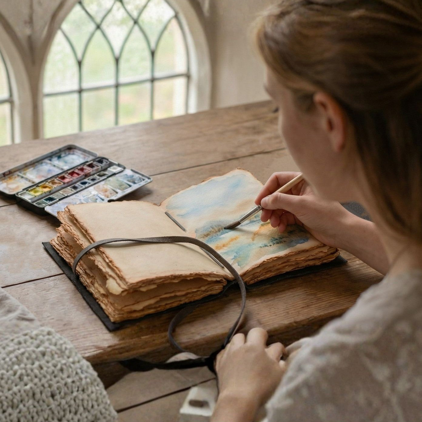Full grain brown leather Holy Bible with artisan craftsmanship