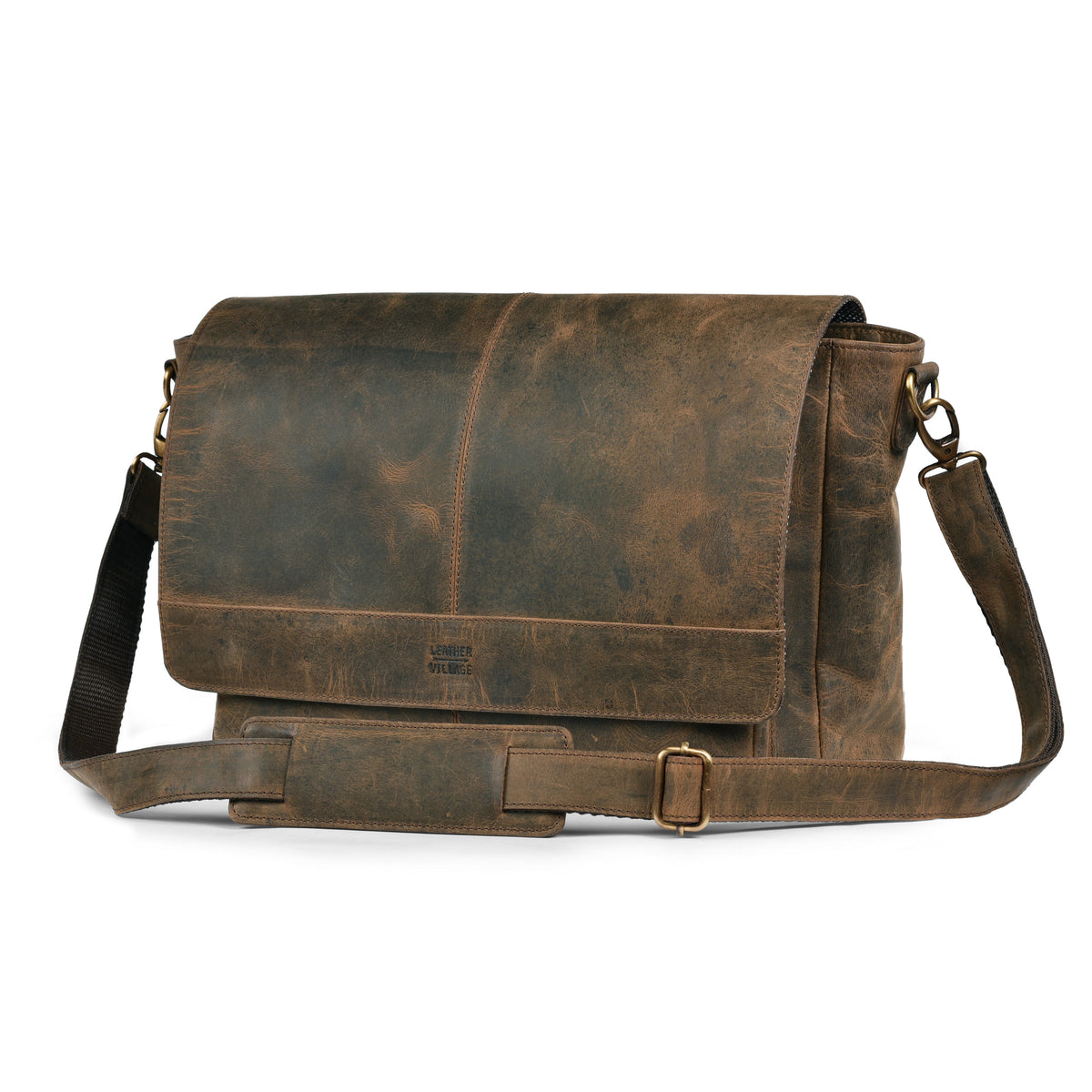 Vintage Handmade Leather Satchel Bag- 15.5 Inch Laptop Messenger Bag, Briefcase Shoulder Bag for Men & Women