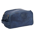 Blue Leather Toiletry Bag for Travel