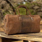 Leather Travel Duffel Bag - Brown