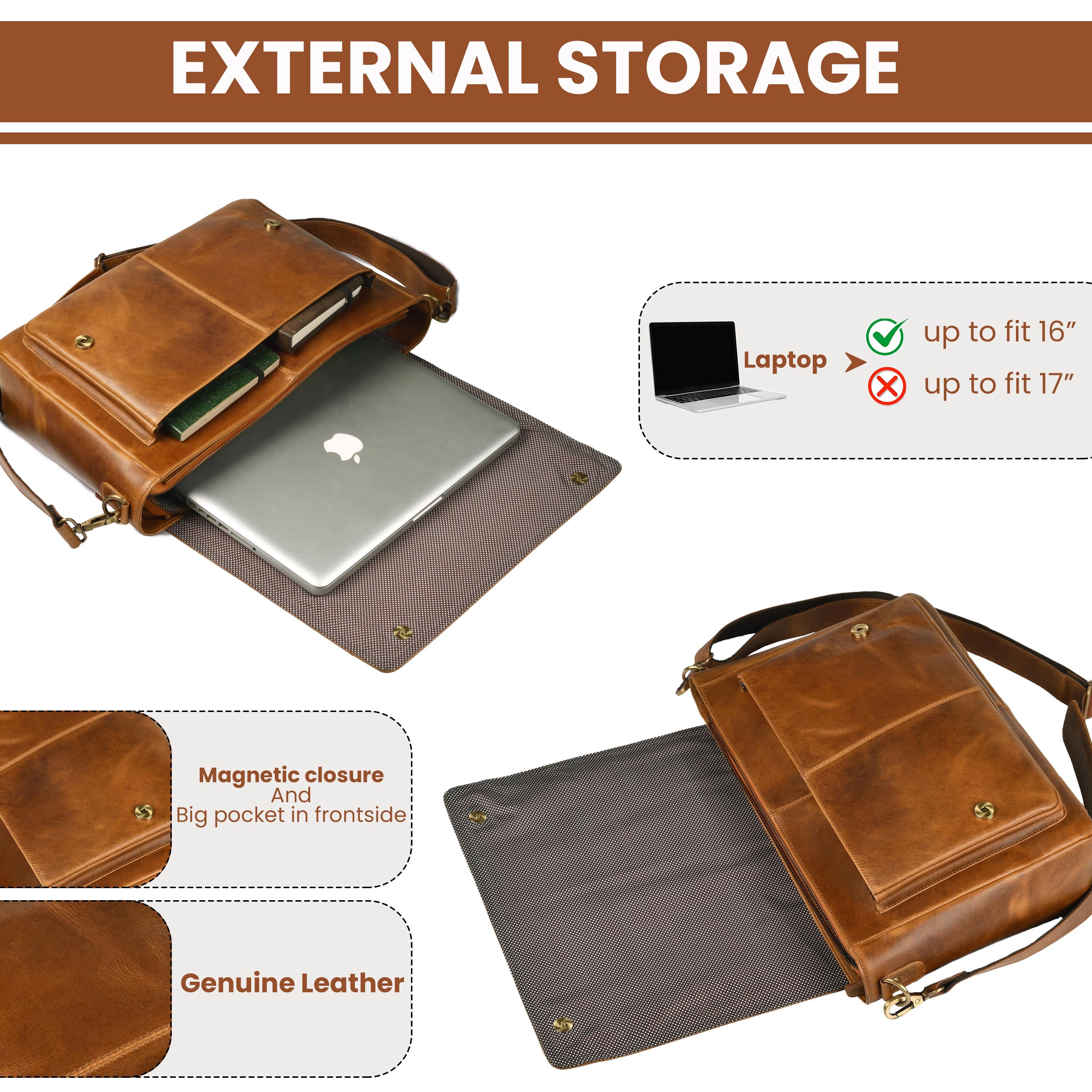 Handmade Vintage Leather Messenger Bag - Tan