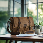 Canvas Messenger Shoulder Bag - Tan