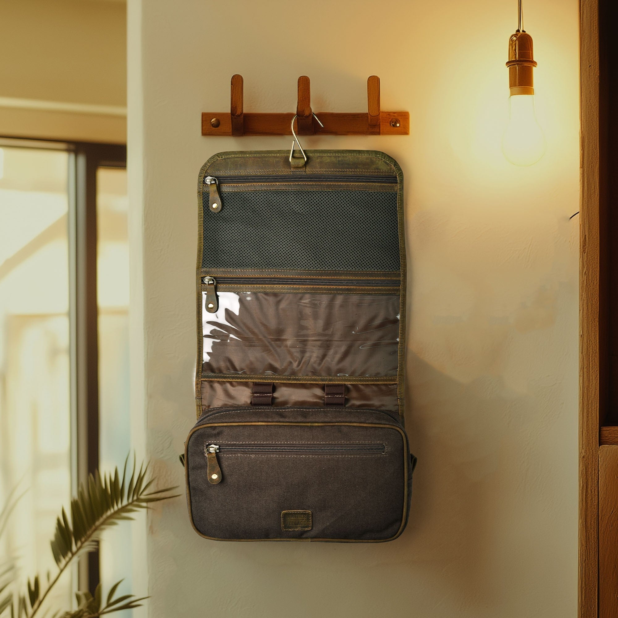Hanging Toiletry Bag for Travel - Mud Brown