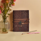 Leather Village elegant floral leather notebook diary