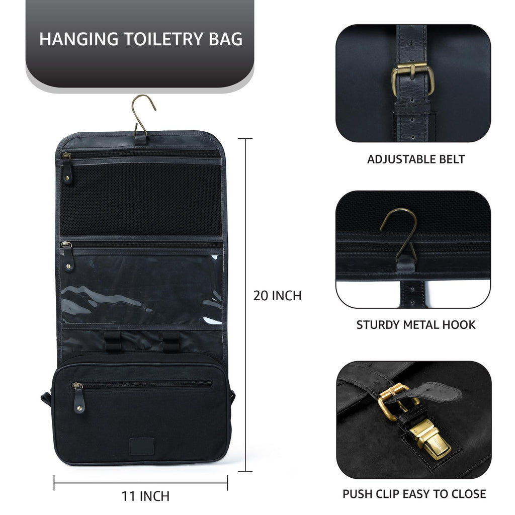 Hanging Toiletry Bag for Travel - Black