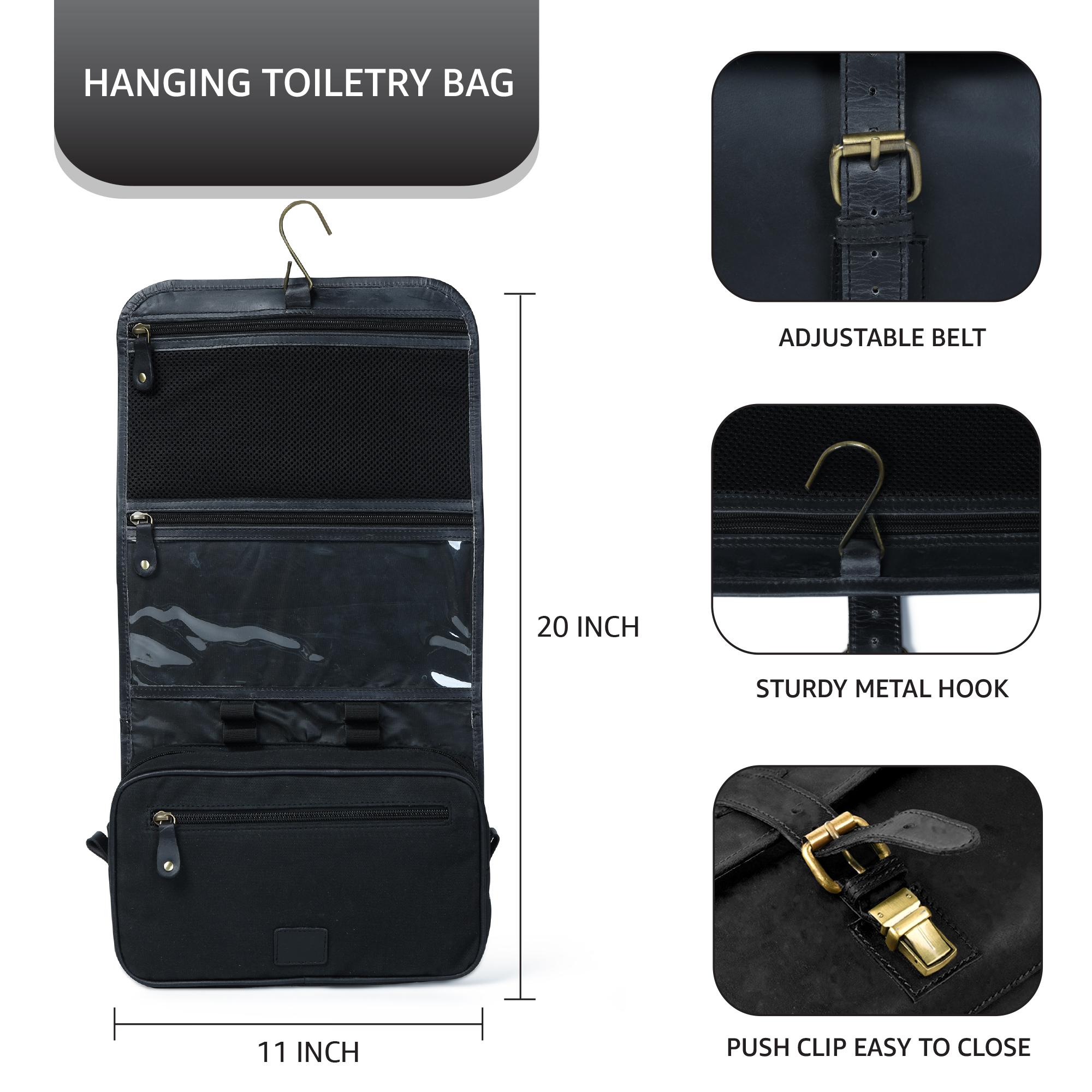 Hanging Toiletry Bag for Travel - Black