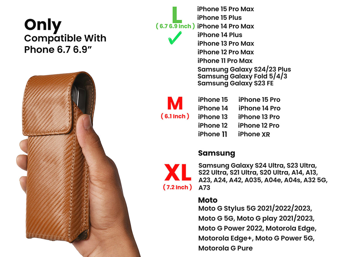 Genuine Carbon Leather Phone Holster - Tan