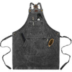 Premium black denim work apron for cooking grilling barber and workshop use
