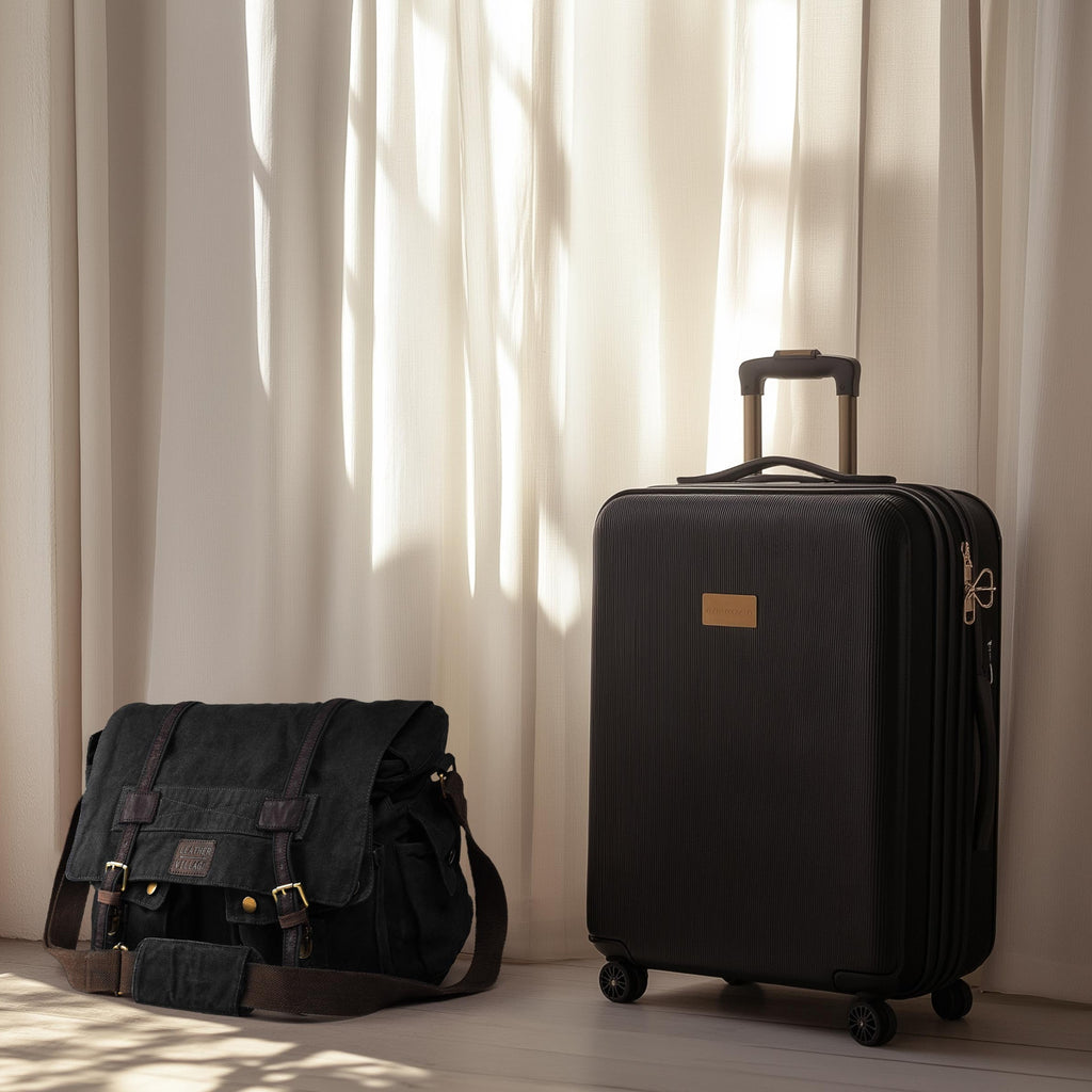 Canvas Messenger Shoulder Bag - Black