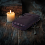 Classic purple leather Holy Bible carrying case with zipper