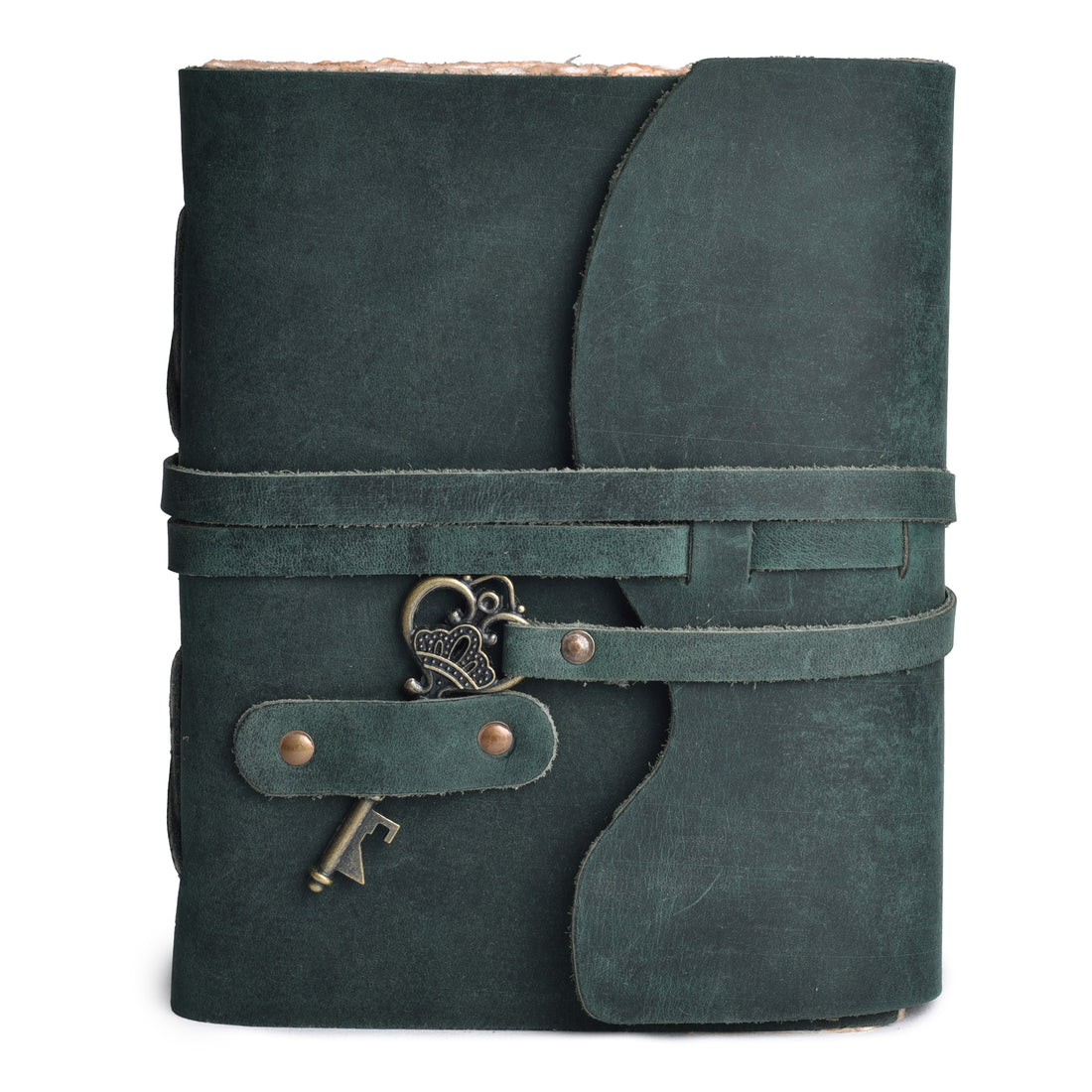 HANDCRAFTED VINTAGE LEATHER JOURNAL WITH ANTIQUE KEY - BOOK OF SHADOWS JOURNAL FOR MEN & WOMEN