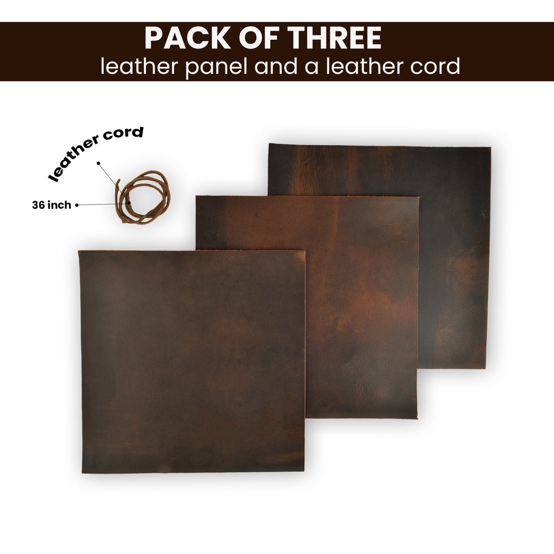 Genuine Leather Sheet - 12''x12'' Cowhide Leather for Crafts - 2mm Thick, Pack of 3 - Square Leather for Tooling, Wallet, Jewellery and DIY Projects