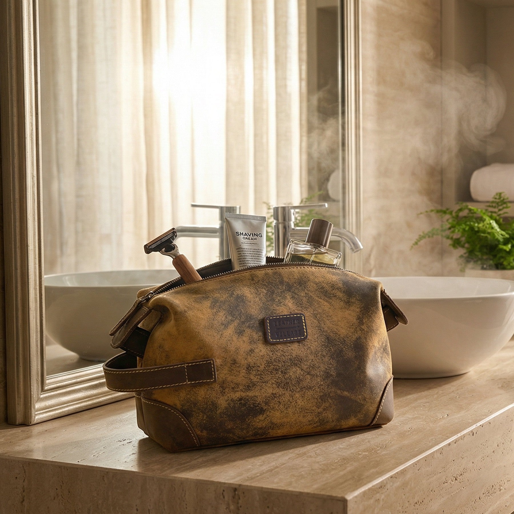 Leather Vintage Travel Toiletry Bag