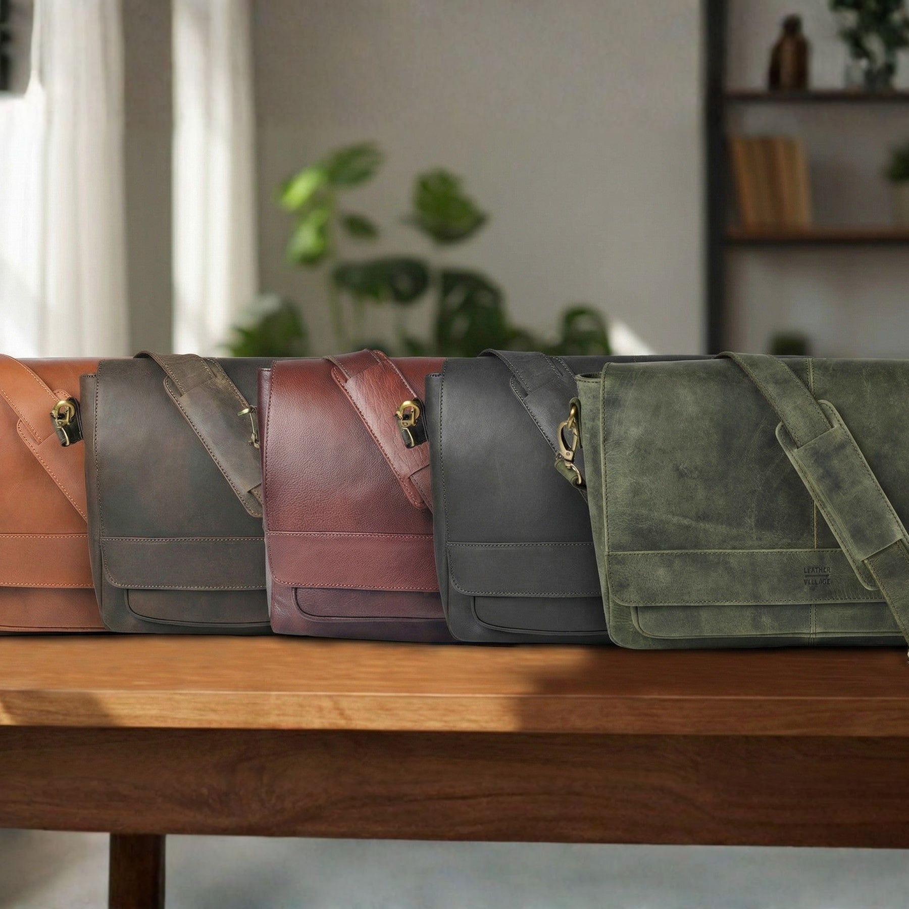 Leather Village durable handmade leather travel messenger bag