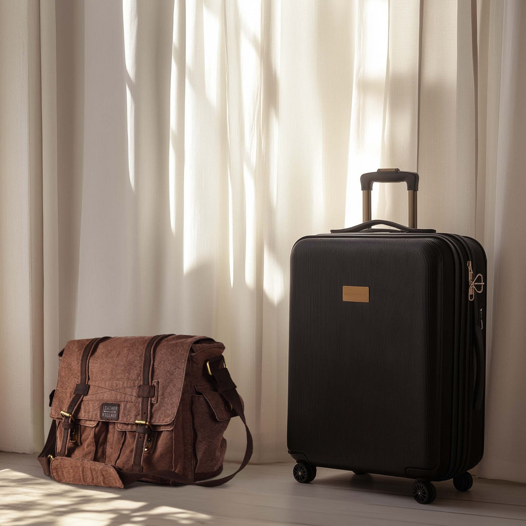 Canvas Messenger Shoulder Bag - Brown