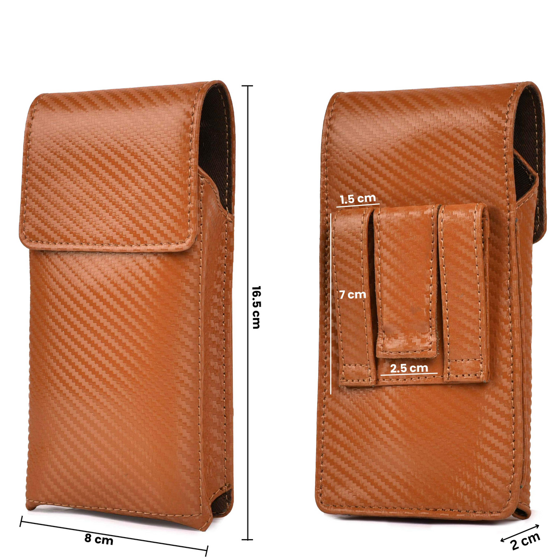 LEATHER VILLAGE Carbon Fiber Genuine Leather Phone Holster with Belt Clip - Available in Black, Brown, Tan
