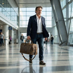 Leather Travel Duffel Bag - Mud