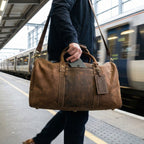 Leather Travel Duffel Bag - Brown