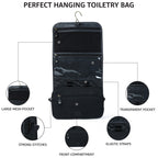 Hanging Toiletry Bag for Travel - Black