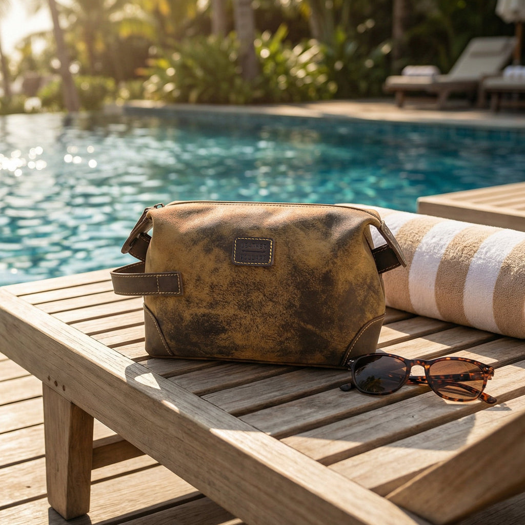 Leather Vintage Travel Toiletry Bag