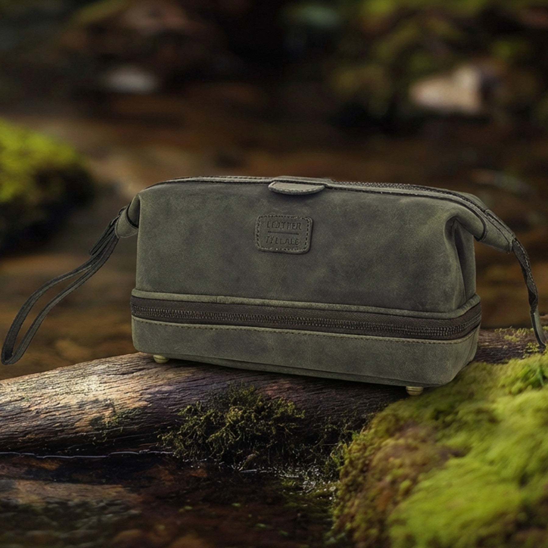 Olive Leather Dopp Kit – Travel Toiletry Bag Leather Village