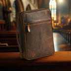 Distressed Brown Leather Bible Cover with Zipper - Protective Bible Case Leather Village