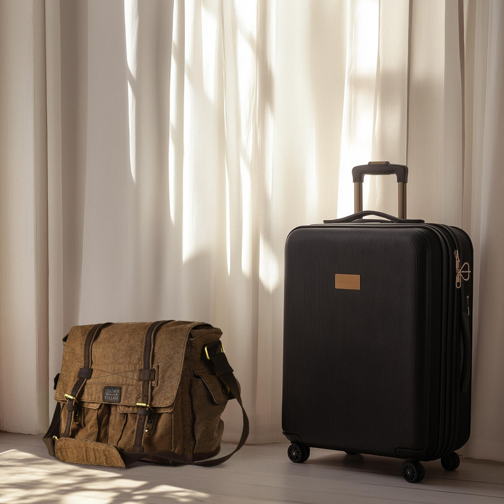 Canvas Messenger Shoulder Bag - Tan