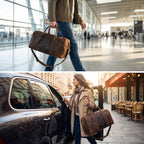 Leather Travel Duffel Bag - Cherry