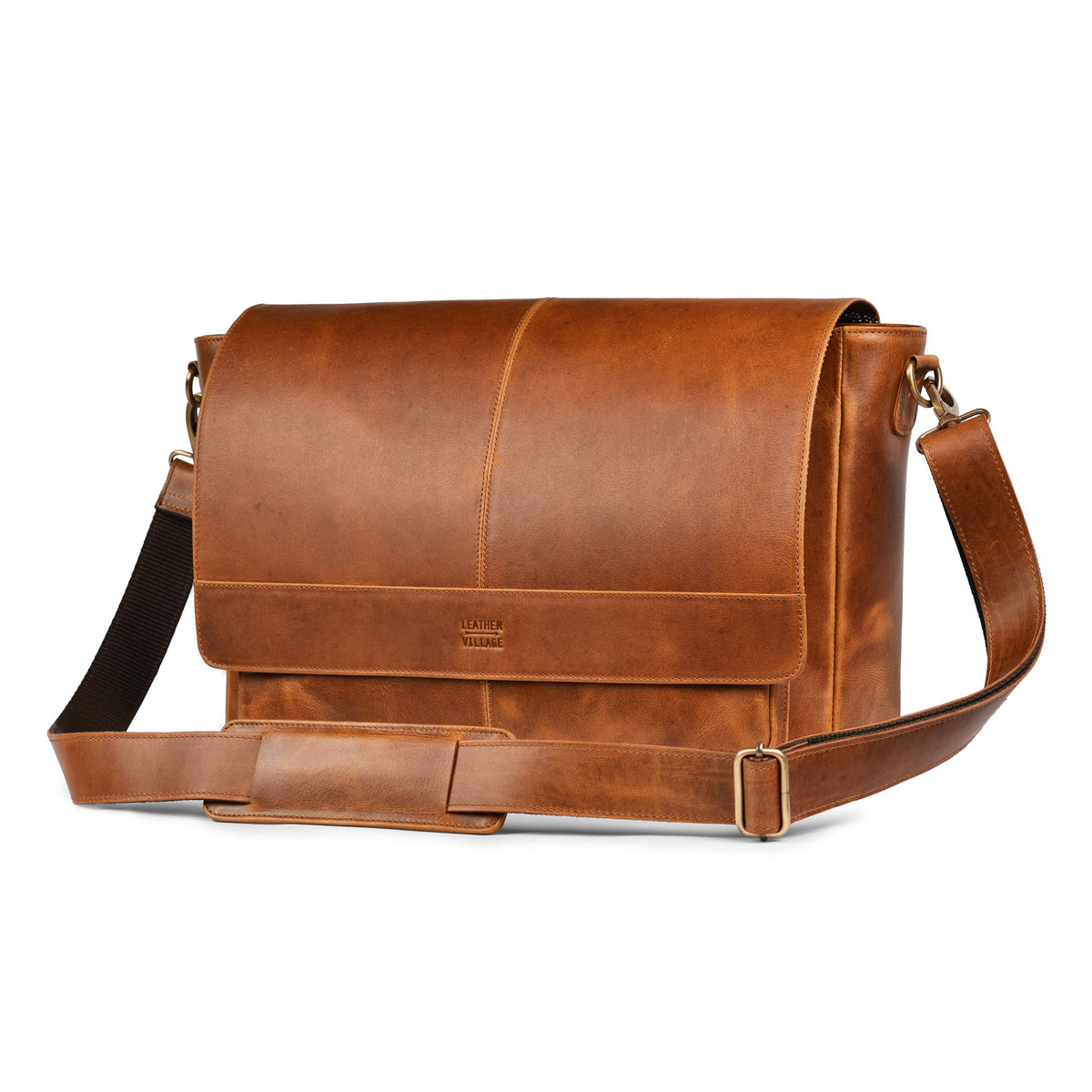 Vintage Handmade Leather Satchel Bag- 15.5 Inch Laptop Messenger Bag, Briefcase Shoulder Bag for Men & Women