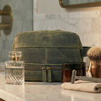 Leather Village Olive Genuine Leather Shaving Kit Bag for Men and Frequent Travelers