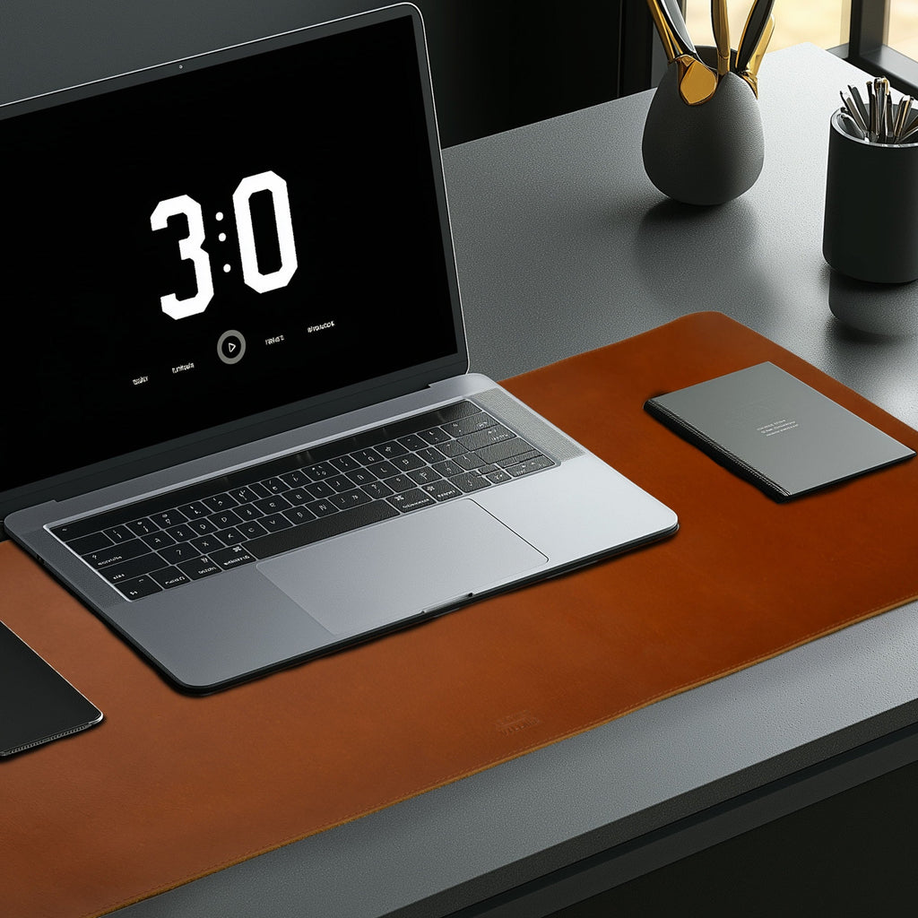 Real Leather Desk Mat for Desktop & Laptop - Tan Leather Village
